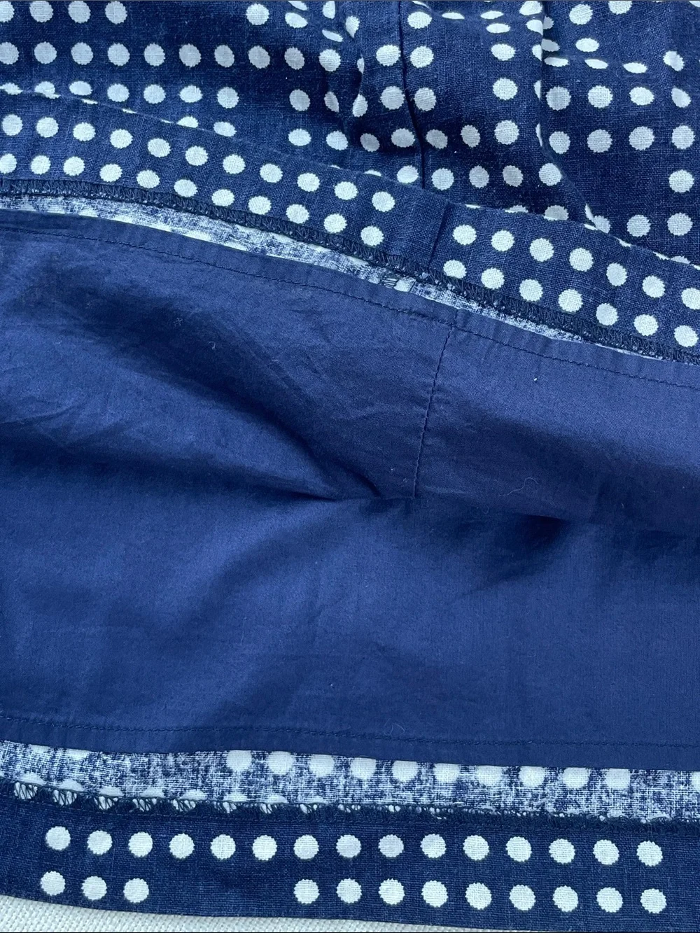 Strapless Navy Blue Polka Dot Dress